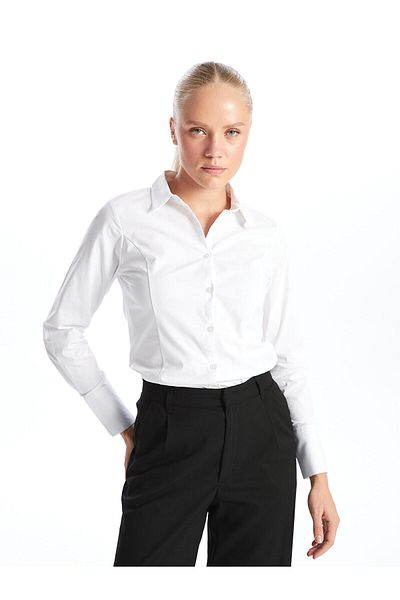 LC Waikiki Cămașă de damă din poplin alb Xside