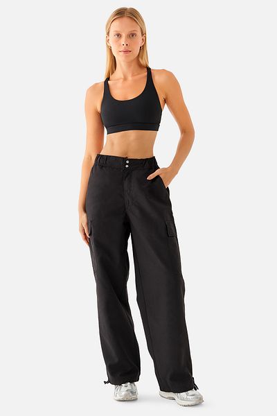 Superstacy Emma Voyager Wide-Leg Black Parachute Trousers
