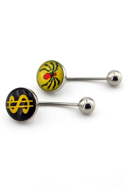 Solfera Dollar Sign and Spider - Surgical Stainless Steel Navel Piercing Set P481