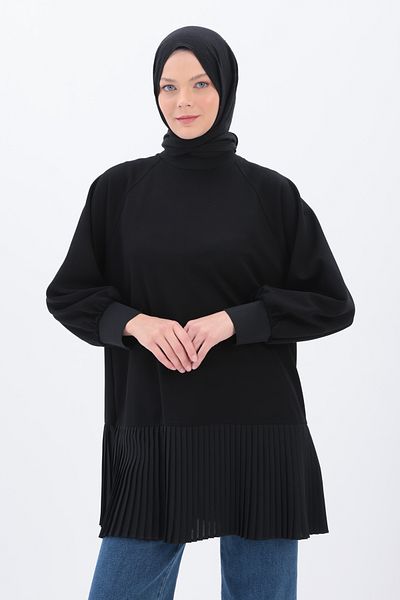 ALLDAY Black Oversize Garni Pleated Tunic