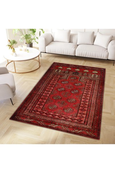 Rugs Modern Halı Melisa Collection Red Themed Antique Look Patterned Woven Ba...