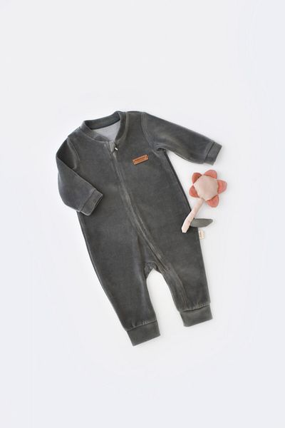 BabyCosy Salopeta cu maneca lunga si fermoar  Antracit, BabyCosy, 6-9 luni