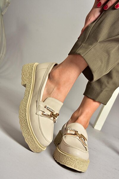 Fox Shoes T996198409 Жіночі туфлі з товстою підошвою бежевого кольору