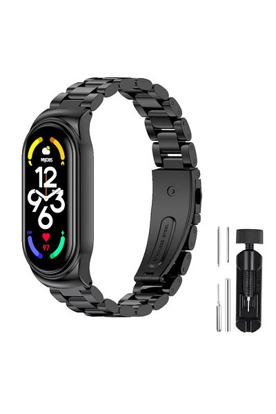 Fibaks سوار معصم ذكي لساعة Xiaomi Mi Band 3/mi Band 4 مع مشبك من الفولاذ المقاوم للصدأ