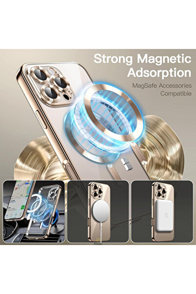Fibaks İphone 16 Pro Max Uyumlu Kılıf Çöl Titanyum Kamera Lens Korumalı Magsafe Şarj Yumuşak Kapak
