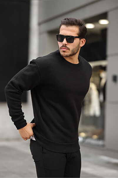 MAXIMILLIAN Чоловічий велосипедний комір Regular Fit Basic Sweatshirt ЧОРНИЙ
