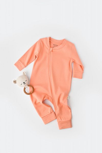 BabyCosy Salopeta cu fermoar cu maneca lunga si pantaloni lungi Roz Piersica, BabyCosy, 12-18 luni