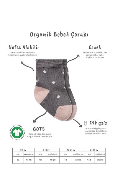 Bistyle Bistil Organic Seamless 3-Piece Polka Dot Girl Combed Cotton Socket Baby Socks 0-3 Months