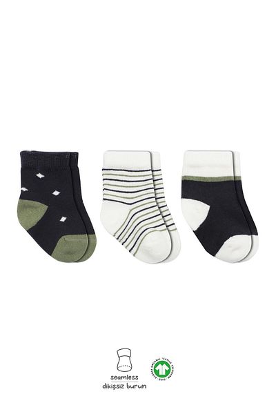 Bistyle Bistil Organic Seamless 3-Piece Men's Combed Cotton Socks 0-3 Months