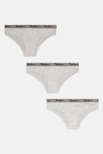 Pepe Jeans Women 3 Piece Brand Logo Underwear Briefs, White