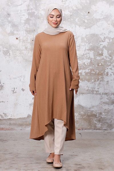 Bestenur Μινκ Asymmetric Cut Tunic 1253