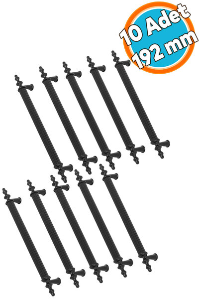 NZB (10 ADET) Çekmece Dolap Kapak Kulpu Kulbu 192 mm Mat Siyah Metal Kulp 19.2 Cm
