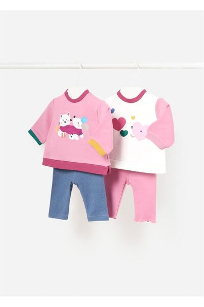 MAYORAL Pink Baby Girl Set of 4 - Top and Bottom Set 2786