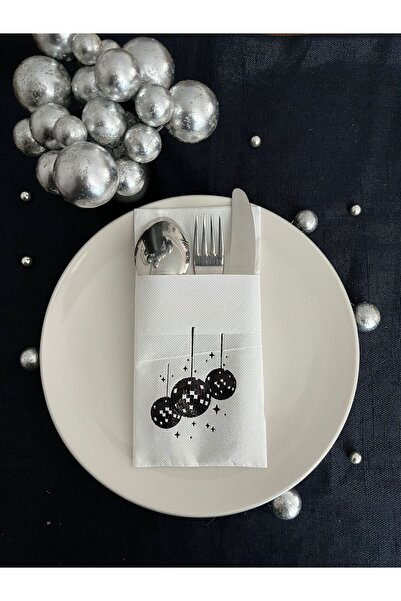 kidspartim 12 كرة ديسكو سوداء مذهبة بيضاء - منديل جيب 40x40