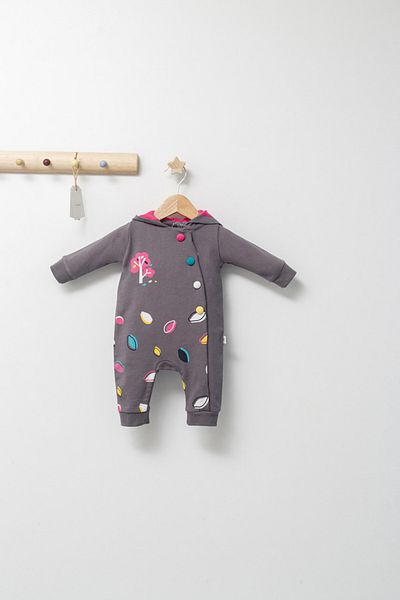 Tongs Baby Salopeta cu gluga pentru bebelusi Colorful autum, Tongs baby,Gri, 6-9 luni
