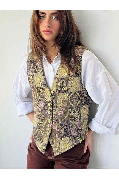 Retrobird V-Neck Five-Button Classic Women's Vest - Multicolor