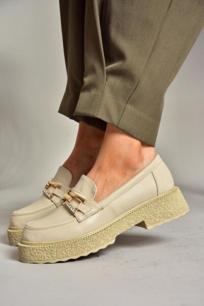 Fox Shoes T996198409 Жіночі туфлі з товстою підошвою бежевого кольору