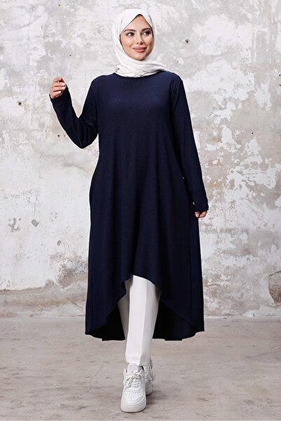 Bestenur Асиметрична туніка 1253 - Lacivert