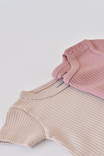 BabyCosy Set de 2 salopetele cu maneca scurta Roz/ Blush BabyCosy, 3-6 luni