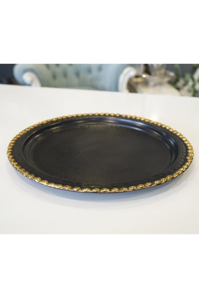 Bakır Concept Bakır Pirinç Eritme Detaylı Yuvarlak Tepsi 25 cm