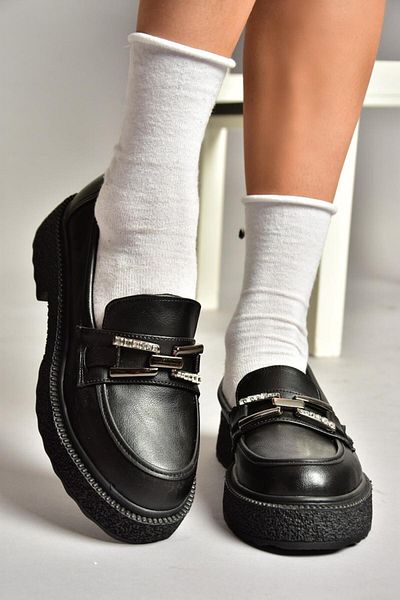 Fox Shoes T 996198409   Black Thick Sole Moccasin Women's Shoes