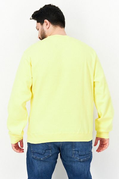 Vision Street Wear Men Crew Neck Embroidered Logo Long Sleeves Sweatshirt, Yellow
