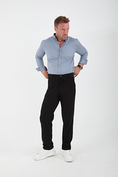 Valiberta Fitilli Baggy Kalıp Erkek Pantolon - Siyah