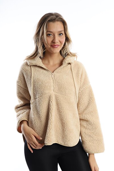 Polo State Women's Hooded Plush Sweat Ecru