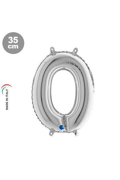 Parti Dükkanım 35 cm Silver 0 Number Foil Balloon