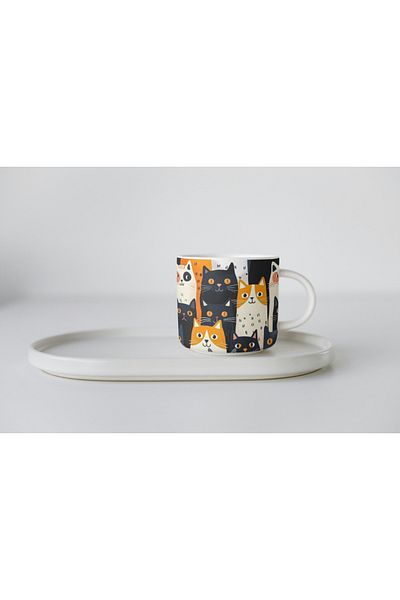 EYBaskı Tasarım Porcelain Cat - Cat Printed Trophy