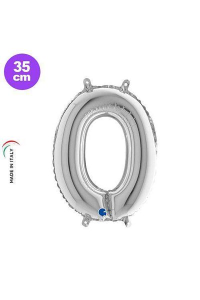 Parti Dükkanım 35 cm Silver 0 Number Foil Balloon