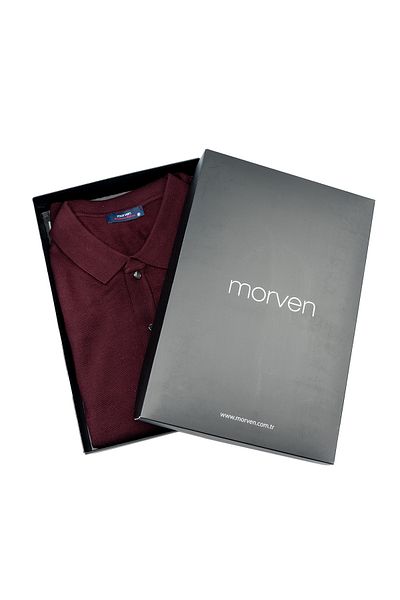 Morven Πλεκτό πουλόβερ Claret Red Basic Dynamic Fit Relaxed Cut Polo λαιμόκοψη ΔΩΡΟ ΚΟΥΤΙ
