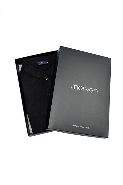 Morven Μαύρο Basic Dynamic Fit Relaxed Cut Polo λαιμόκοψη Πλεκτό πουλόβερ με ΚΟΥΤΙ ΔΩρου