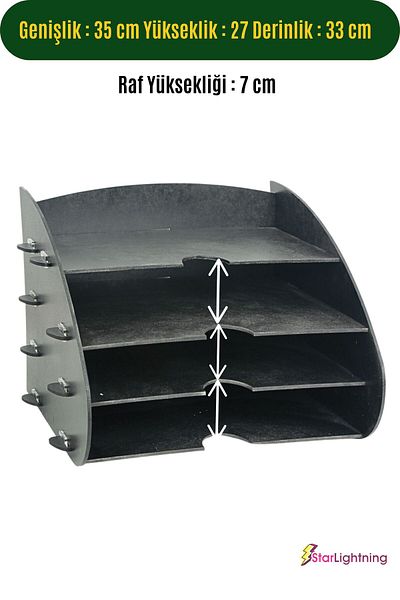 StarLightning Black Desk Organizer - Document Shelf Organizer Model 3