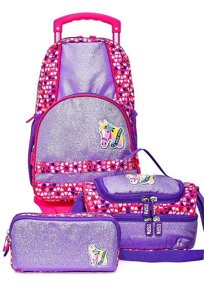 U.S. Polo Assn. U.S. Polo. Assn. Set ghiozdan pentru fete cu roți PLSETTRL 241626364