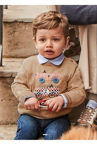 MAYORAL Beige Sweater with Trolley for Baby Boys