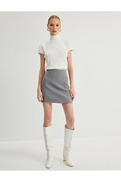 Koton A-Line Mini Skirt Soft Textured Flannel Fabric