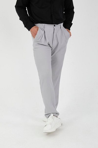 Valiberta Men's Gray Trousers - Ribbed Baggy Fit