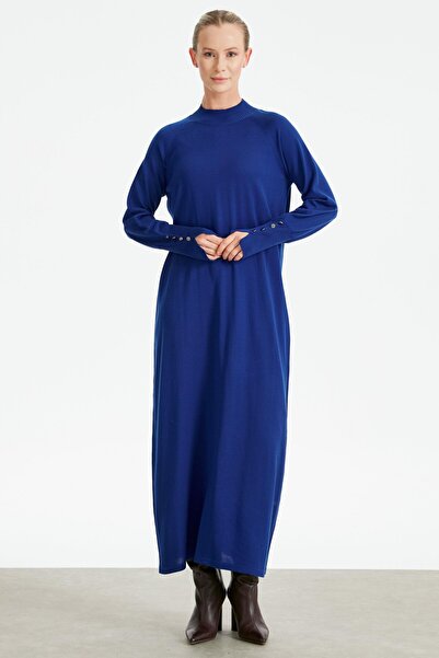 Tığ Triko Yarım Balıkçı Basic Triko Elbise SAKS