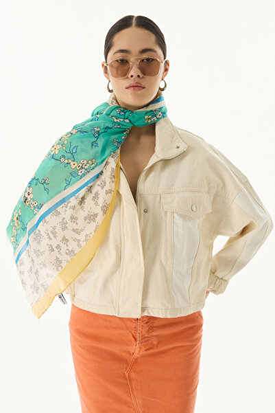 Starpink Ліловий квітковий візерунок, біла бавовняна шаль