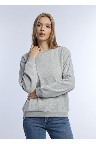 Polo State Hanorac pentru damă, gri Melange - 3 fire, decolteu, fără șarzi