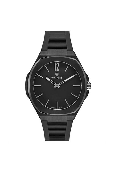 Wainer Wa.10120-B Quartz Swiss Made 44 mm Black Silicone Cord Men's Wrist Watch