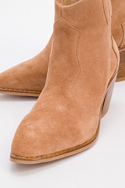 LuviShoes Dámské kozačky na silném podpatku Valvia Soil Suede z pravé kůže na zip