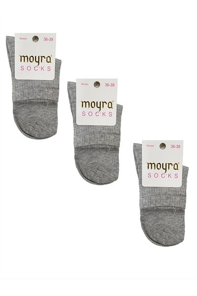 Moyra Socks Moyra 3 Pieces Women's Plain Cotton Half Socks
