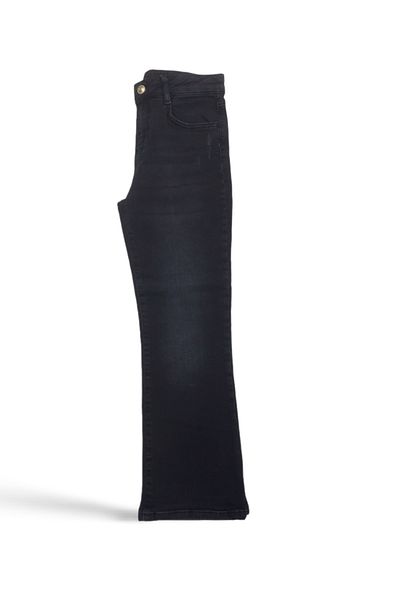 vinezza Girl's Black Jeans Spanish Leg Trousers-Adjustable Waist with Snap Fasteners