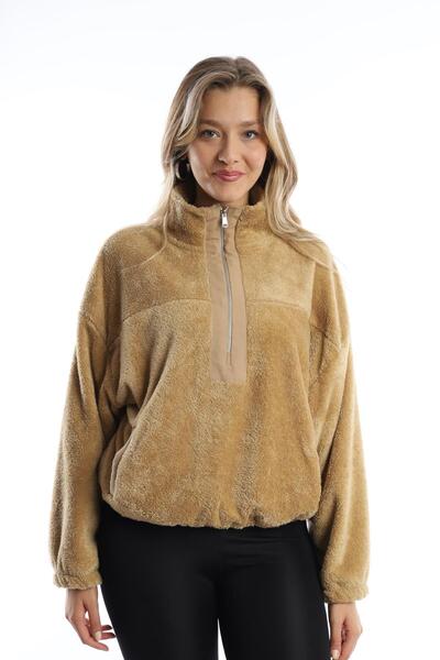 Polo State Бежевий плюш - високий комір і застібка-блискавка