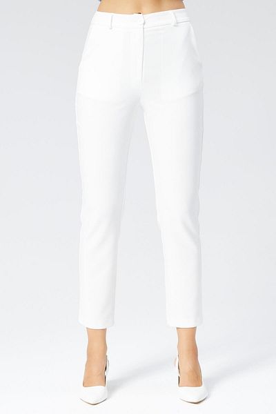 Appleline Pantaloni morcovi de damă albi - picior slab, până la gleznă