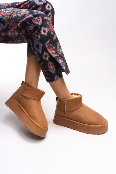 Riccon Cizme confortabile pentru femei Jilrathla cu talpă înaltă 0012204 Tan