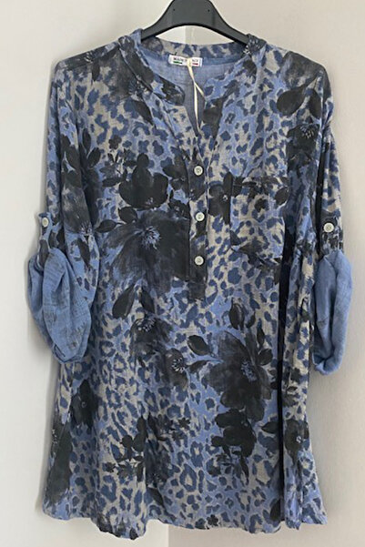 AYASOFYA OTANTIK Жіноча італійська батикова сорочка з квітковим візерунком, з ґудзиками та складними рукавами, 100% бавовна