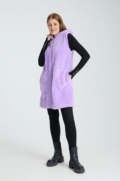 Vuslat Women's Lilac Zippered Fleece Vest